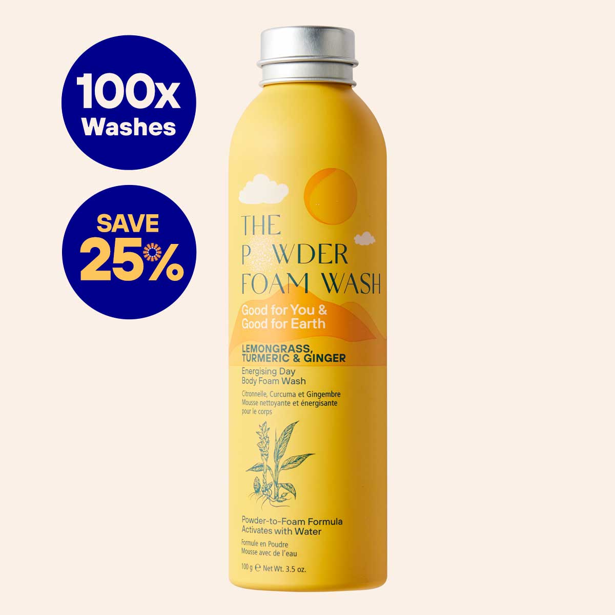 Energising Body Foam Wash Lemongrass & Turmeric 100g / 3.5oz