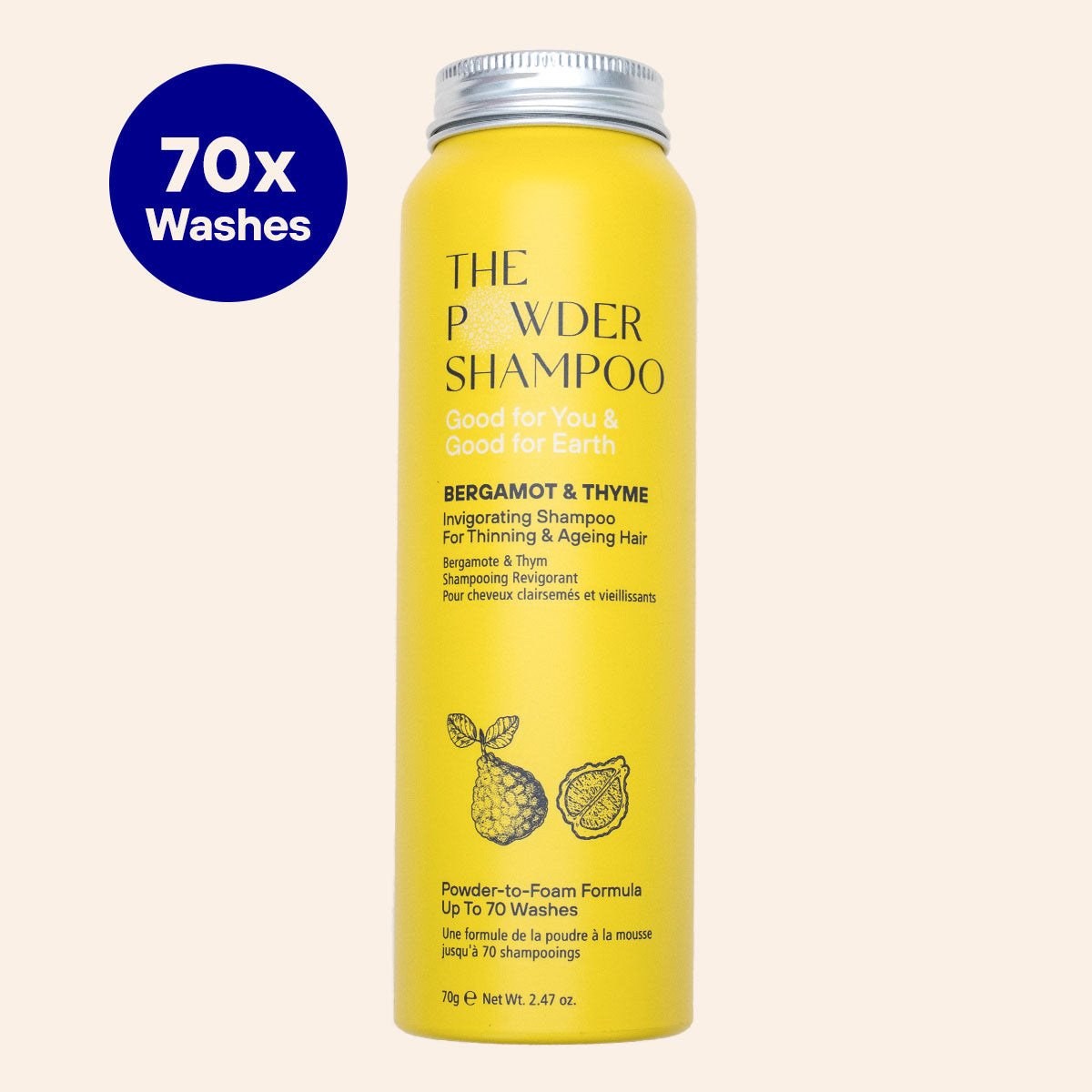 Invigorating Shampoo For Thinning & Ageing Hair Bergamot, Biotin, Ginger & Ginseng 70g / 2.47oz