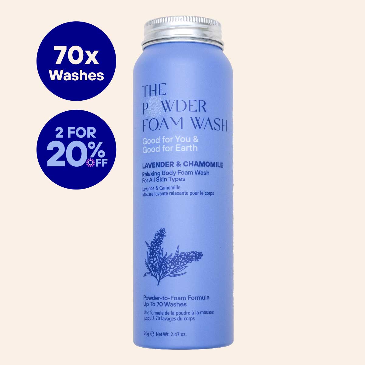 Relaxing Body Foam Wash Lavender & Chamomile  70g / 2.47oz