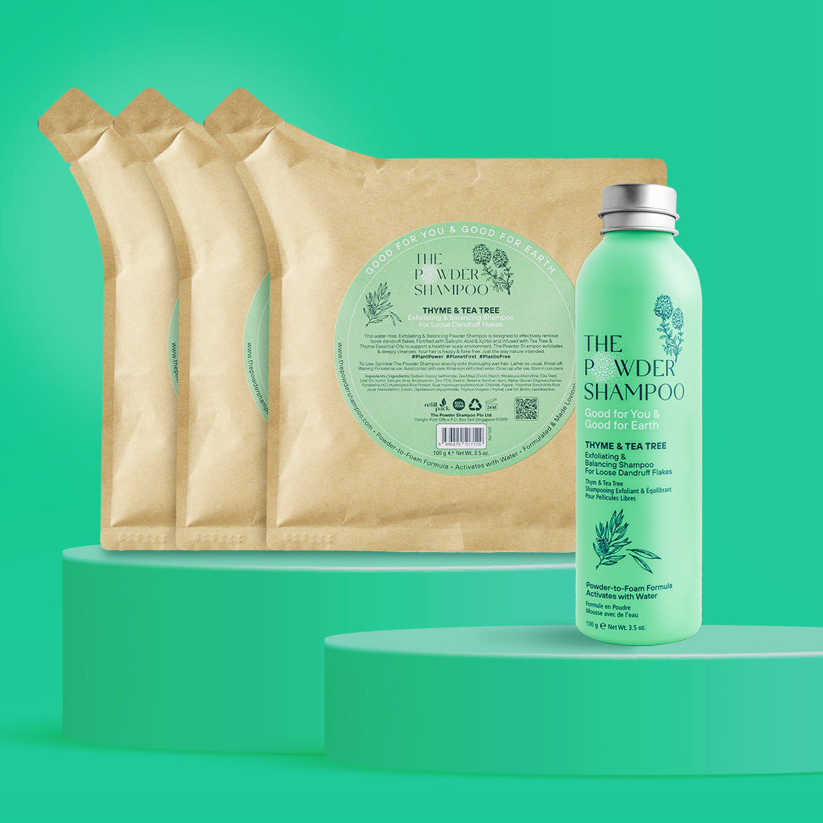 One Year's Supply - Exfoliating & Balancing Powder Shampoo For Loose Dandruff Flakes